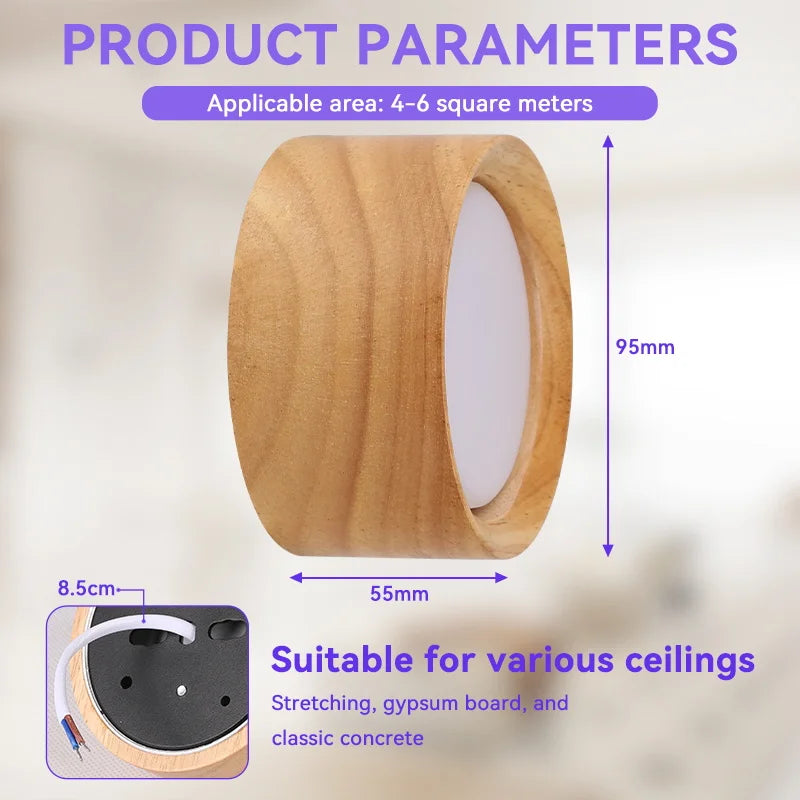 GX53 Downlight Wooden Ceiling Lamp 220V Indoor Decor Lamps Room Lighting Living Room Corridor LED down Lights for Street Bedroom