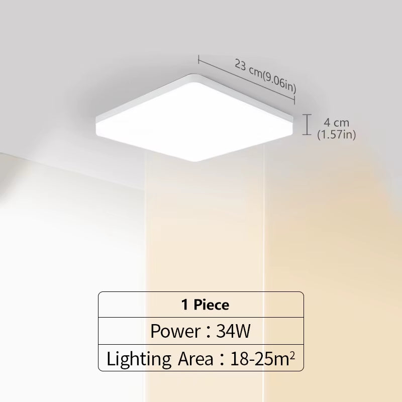 LED Ceiling Lights Square Neutral Light 16W 34W Interior Home Decor Simple Ceiling Lighting Bathroom Bedroom Kitchen Living Room
