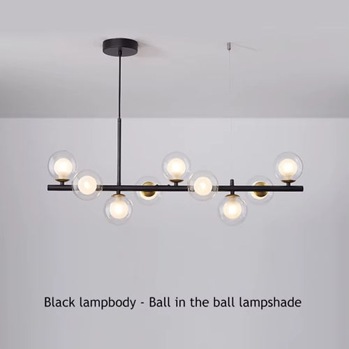 LED Gold Black Pendant Light Modern Glass Ball Chandelier Lighting for Dining Room and Kitchen Island Table Bar Lamp New