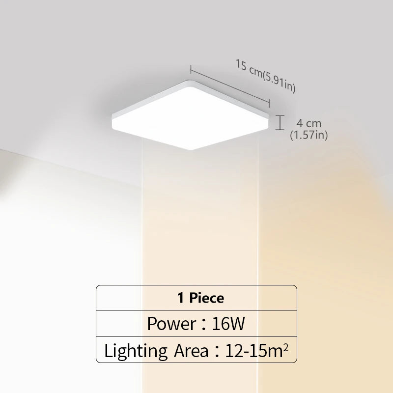LED Ceiling Lights Square Neutral Light 16W 34W Interior Home Decor Simple Ceiling Lighting Bathroom Bedroom Kitchen Living Room