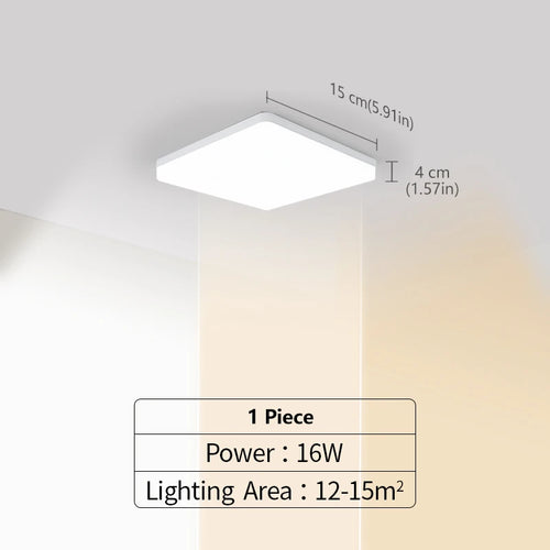 LED Ceiling Lights Square Neutral Light 16W 34W Interior Home Decor Simple Ceiling Lighting Bathroom Bedroom Kitchen Living Room