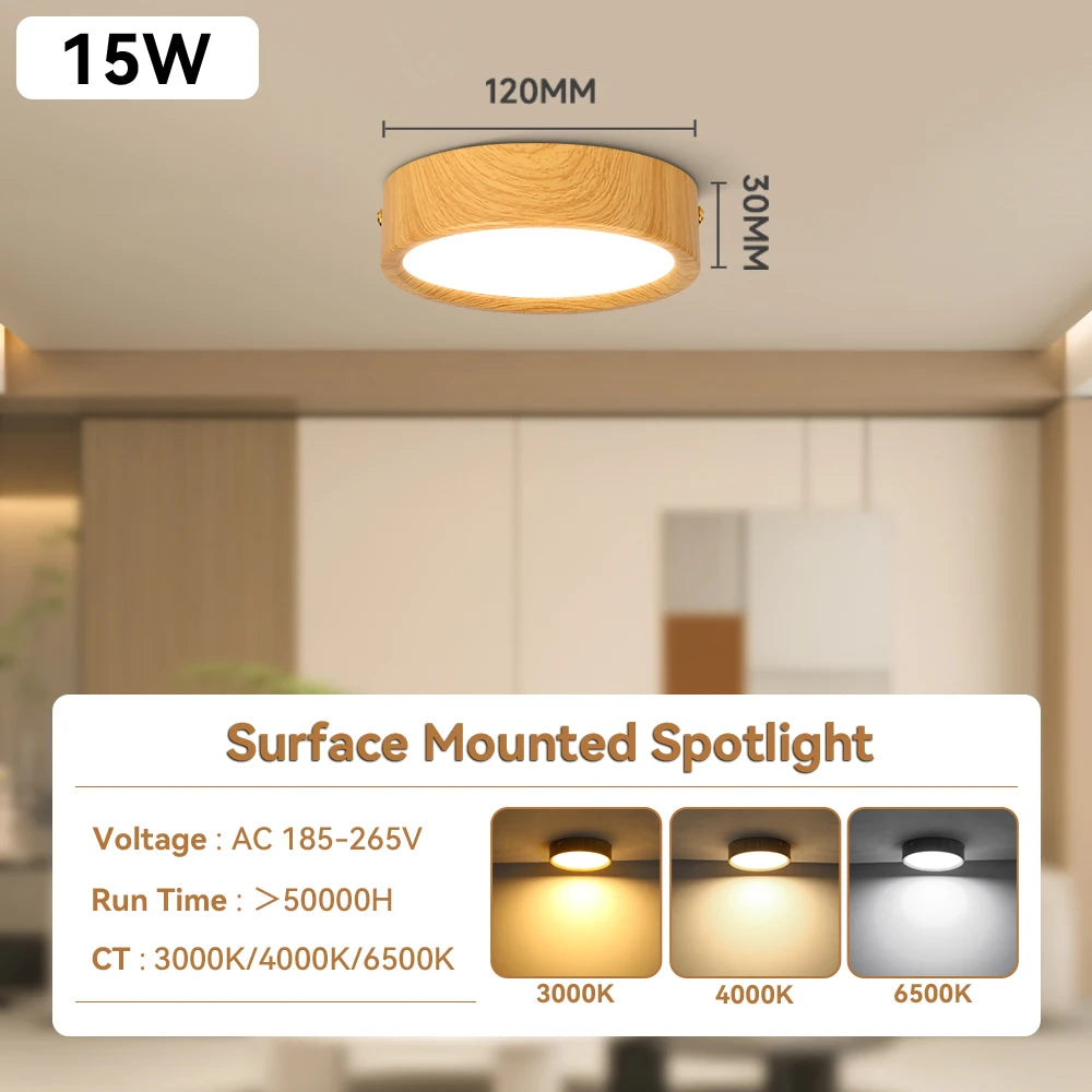 GX53 Downlight Wooden Ceiling Lamp 220V Indoor Decor Lamps Room Lighting Living Room Corridor LED down Lights for Street Bedroom