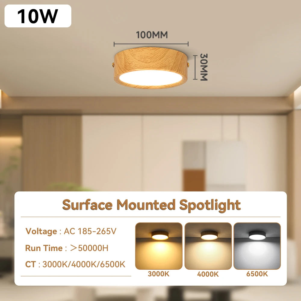 GX53 Downlight Wooden Ceiling Lamp 220V Indoor Decor Lamps Room Lighting Living Room Corridor LED down Lights for Street Bedroom