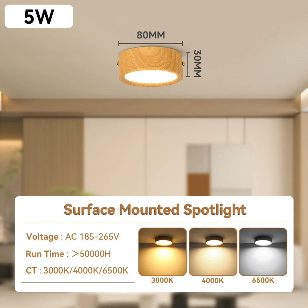 GX53 Downlight Wooden Ceiling Lamp 220V Indoor Decor Lamps Room Lighting Living Room Corridor LED down Lights for Street Bedroom