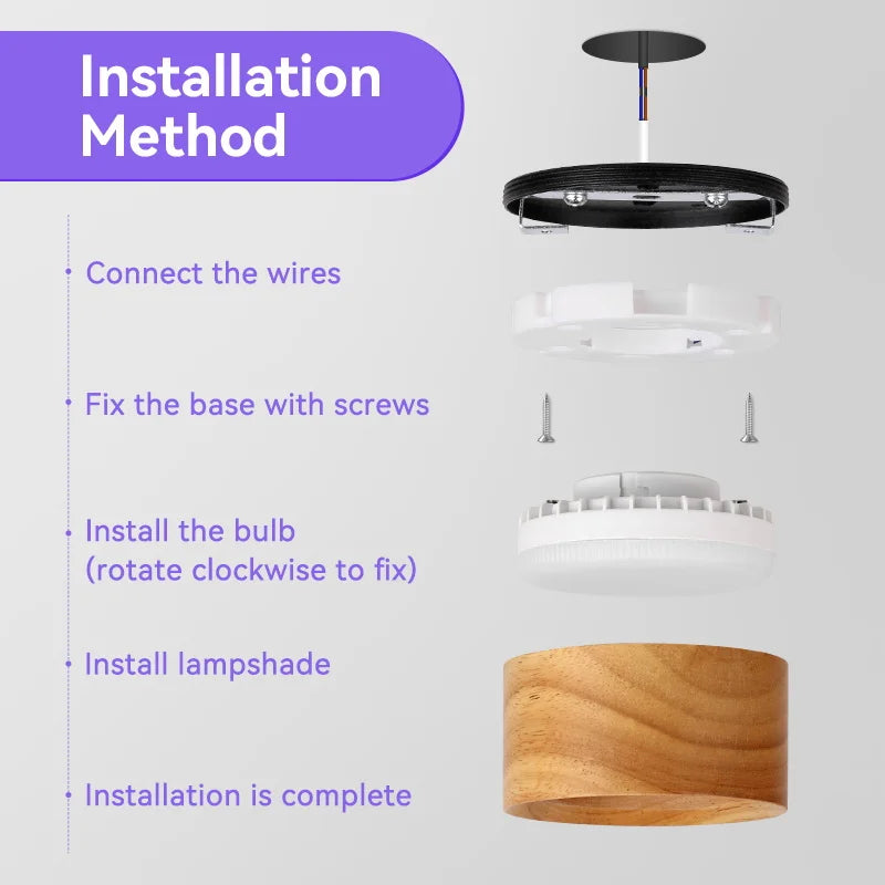 GX53 Downlight Wooden Ceiling Lamp 220V Indoor Decor Lamps Room Lighting Living Room Corridor LED down Lights for Street Bedroom