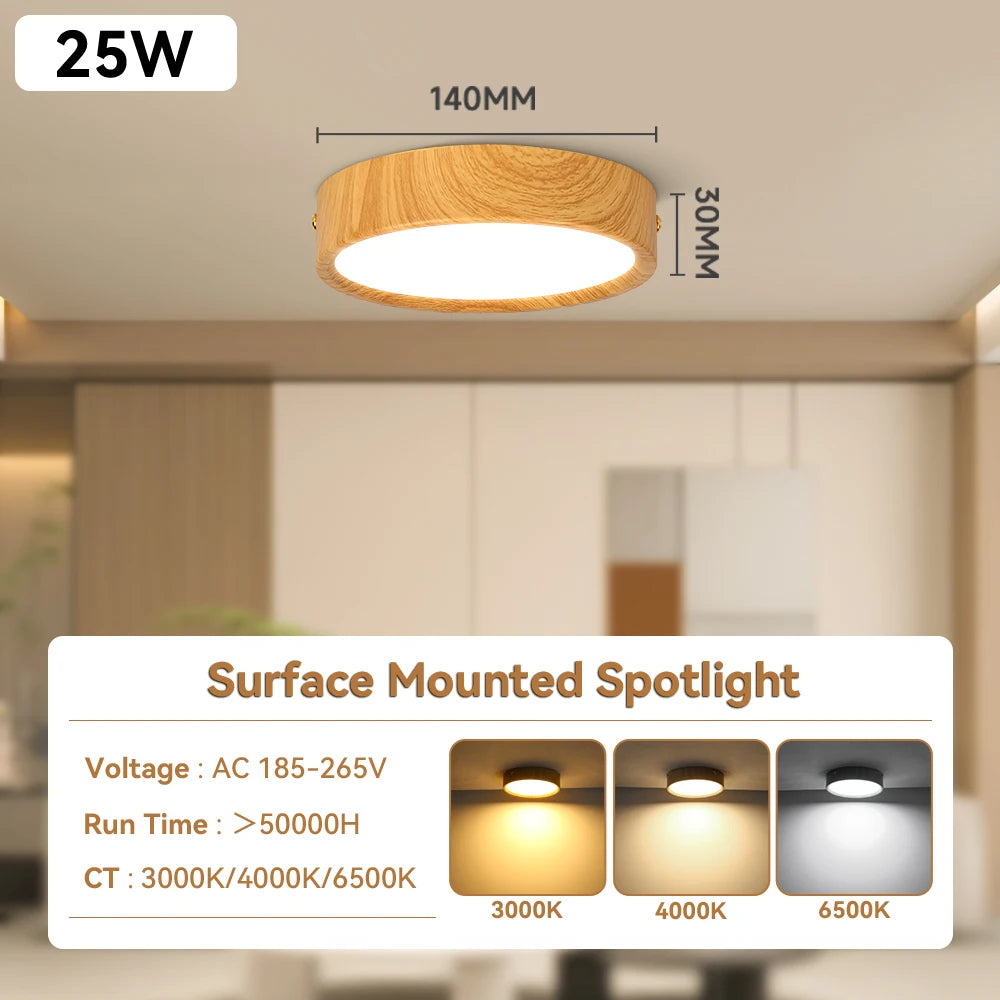 GX53 Downlight Wooden Ceiling Lamp 220V Indoor Decor Lamps Room Lighting Living Room Corridor LED down Lights for Street Bedroom