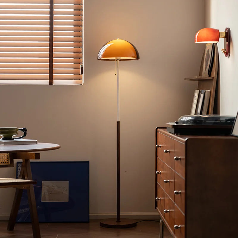 Vintage Dark Brown Acrylic Lampshade Floor Lamp E27 Bulb for Bedroom Living Room Office Indoor Home Decorative Lighting Fixture