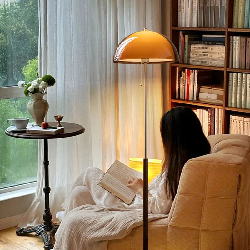 Vintage Dark Brown Acrylic Lampshade Floor Lamp E27 Bulb for Bedroom Living Room Office Indoor Home Decorative Lighting Fixture
