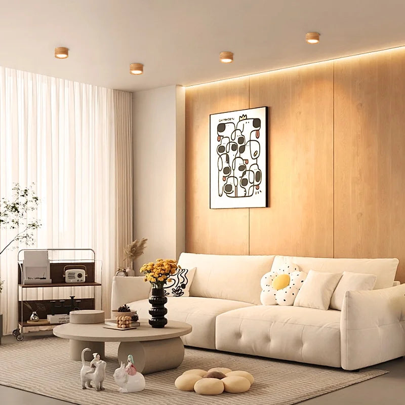 GX53 Downlight Wooden Ceiling Lamp 220V Indoor Decor Lamps Room Lighting Living Room Corridor LED down Lights for Street Bedroom
