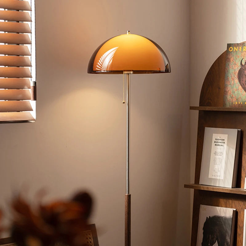 Vintage Dark Brown Acrylic Lampshade Floor Lamp E27 Bulb for Bedroom Living Room Office Indoor Home Decorative Lighting Fixture